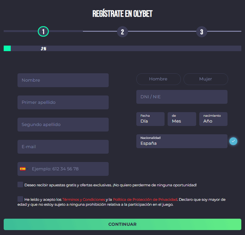 REGISTRO Olybet casino